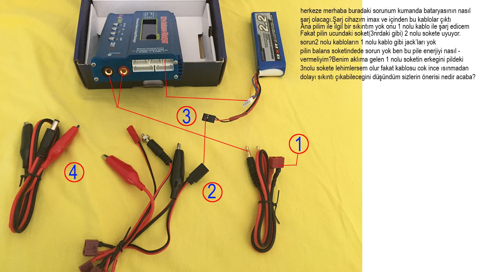 Fotograflı 4 soru alıcı+pil+buzzer+bec